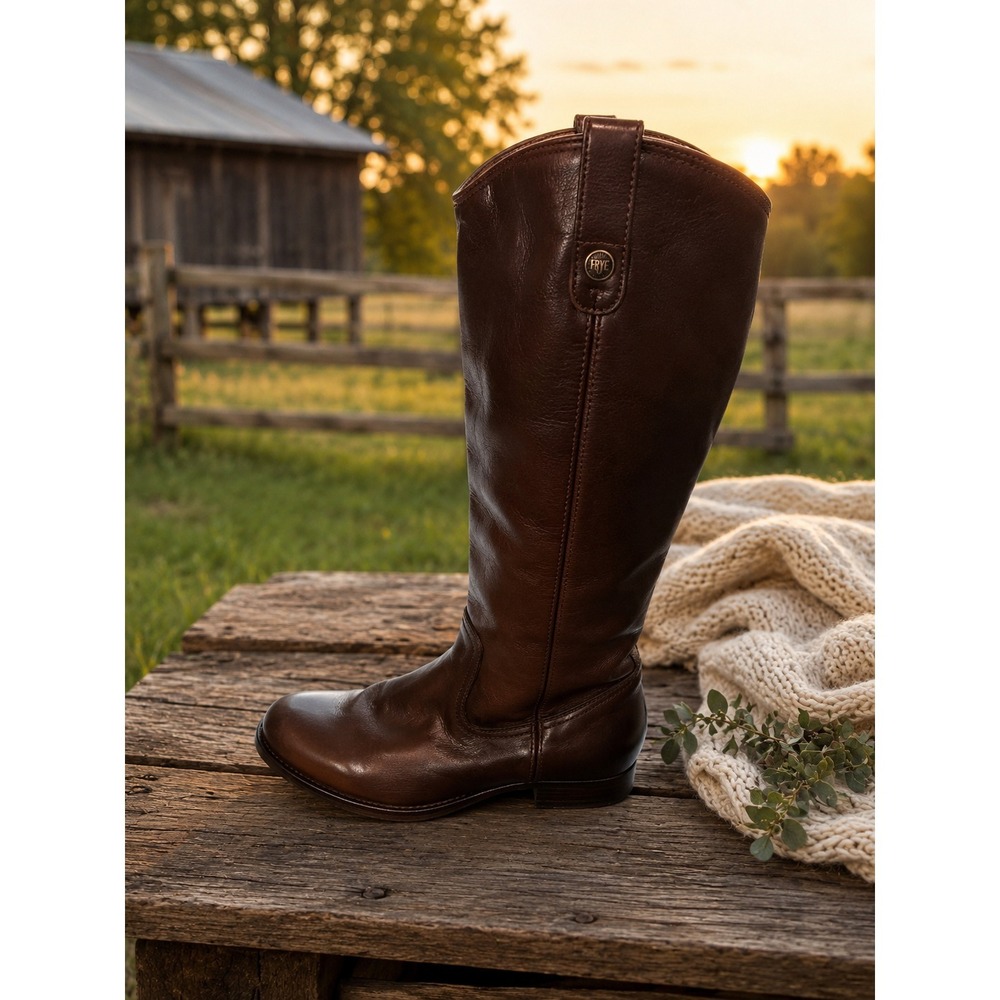 Frye Campus Tall‎ Riding Boots Women's 7 B Brown Leather Made in Mexico